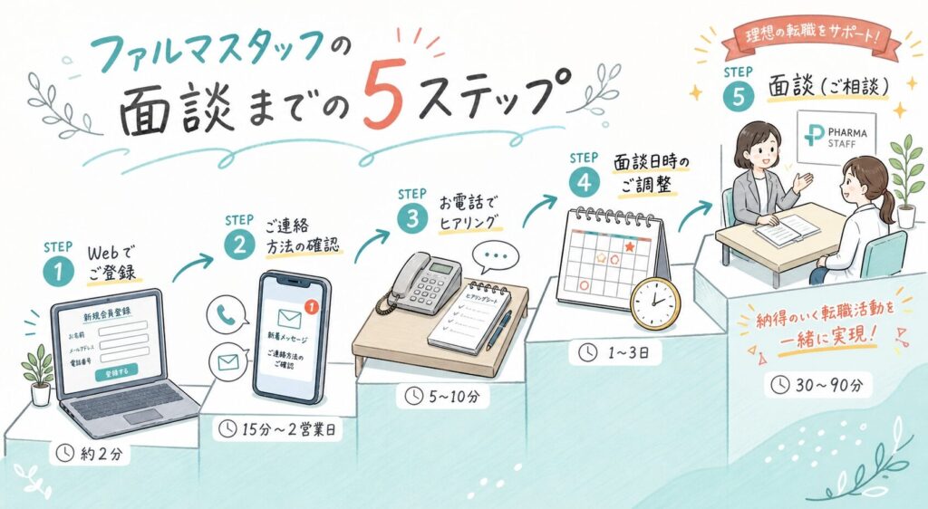 ファルマスタッフの面談までの5ステップ